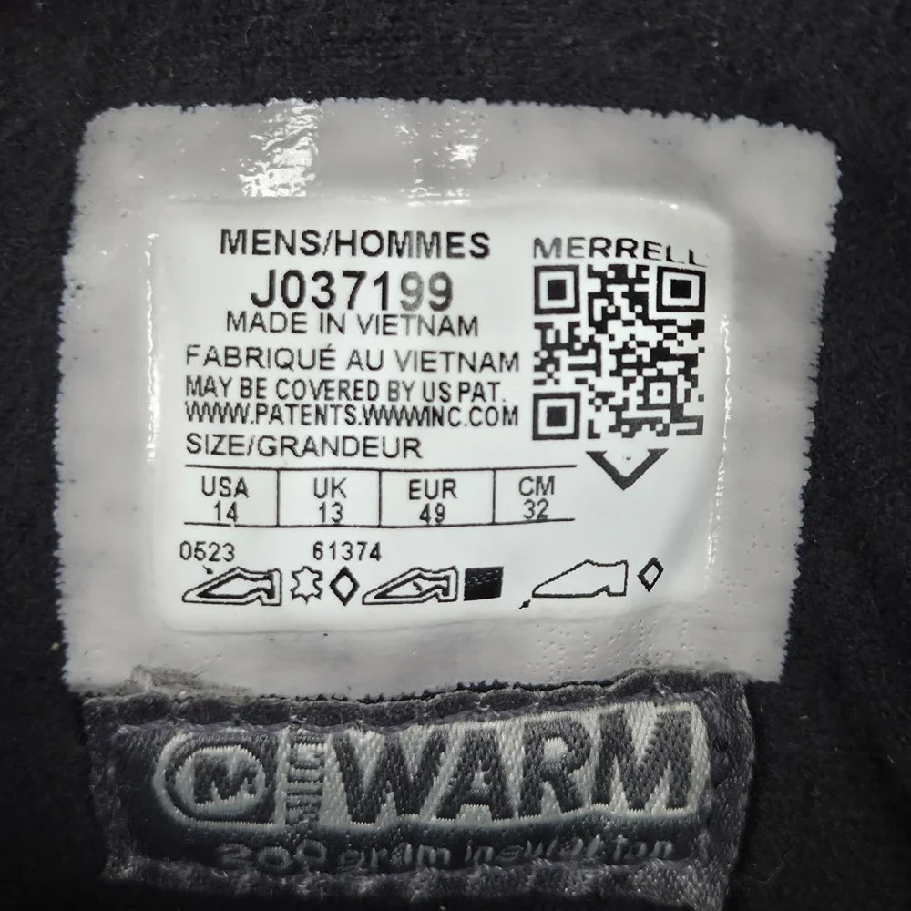 Merrell Mens Coldpack 3 Thermo Tall Zip Waterproof Warm Winter Boots US Size 14